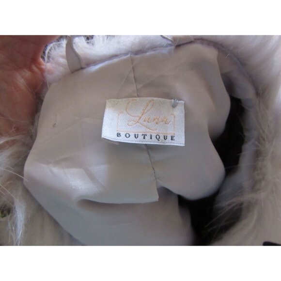 Luna Boutique Gray Faux Fur Short Bomber Jacket Size 8 - Picture 6 of 7